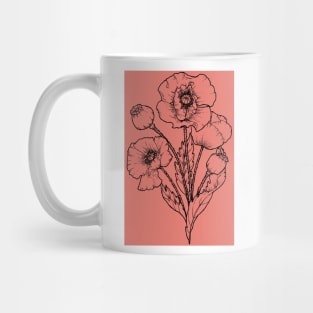 Drawing of a poppy Mug